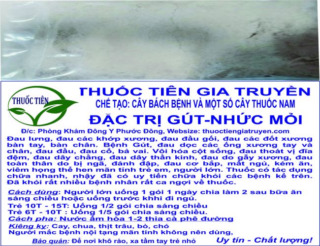 THUỐC NAM GIA TRUYỀN CHỮA BỆNH GÚT-XƯƠNG KHỚP- THOÁT VỊ ĐĨA ĐỆM